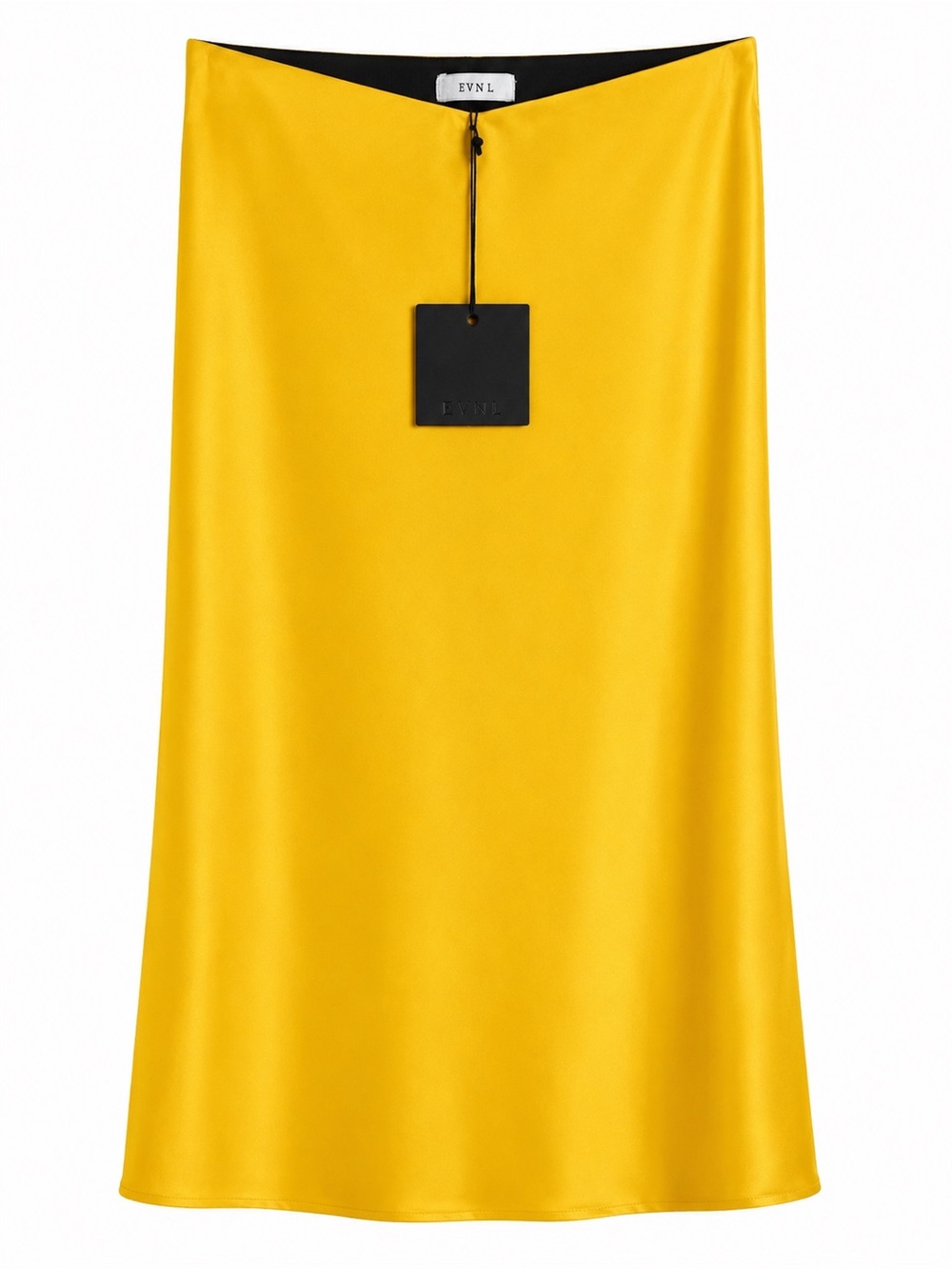 Yellow Satin A-Line Midi Skirt